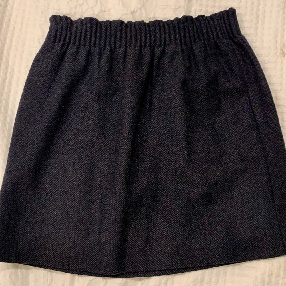 J. Crew Black Smocked Mini Skirt